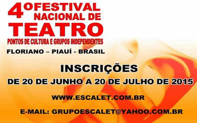 Ultimos dias de inscrições para o maior festival nacional de tetaro Floriano – Piauí – Brasil